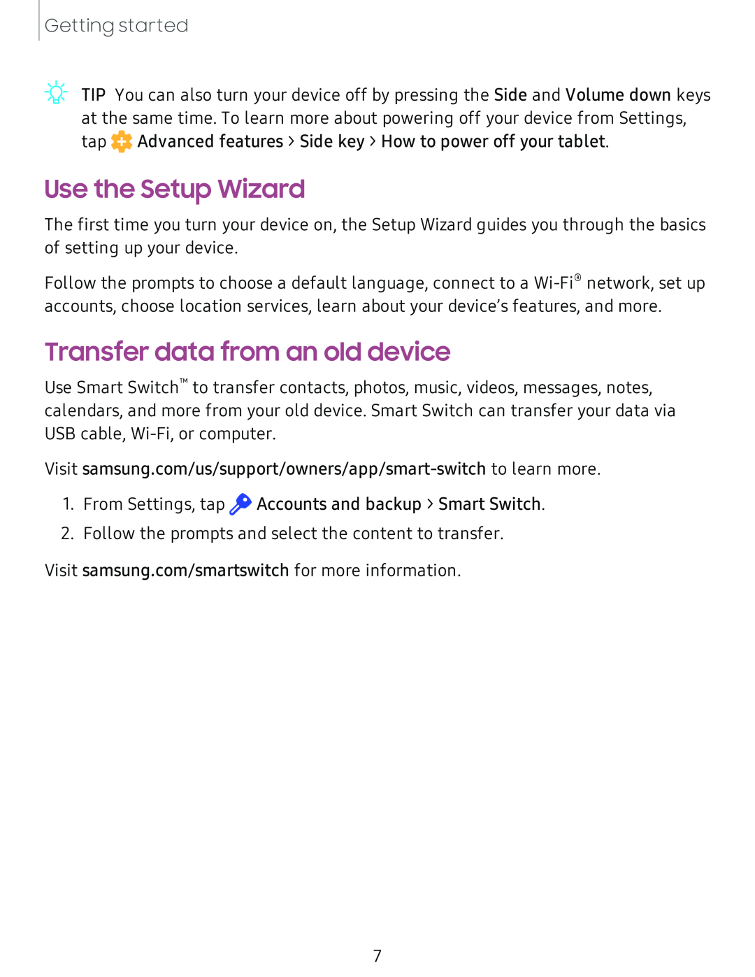 Transfer data from an old device Galaxy Tab A 10.5 Verizon