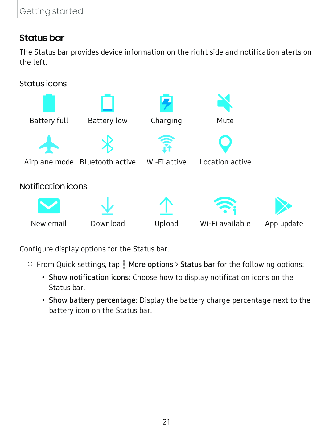 Status bar Galaxy Tab A 10.5 Verizon