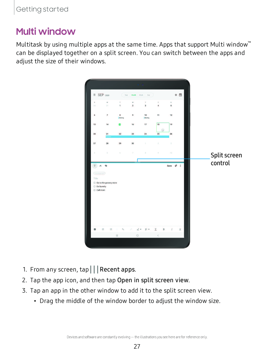 Multi window Galaxy Tab A 10.5 Verizon