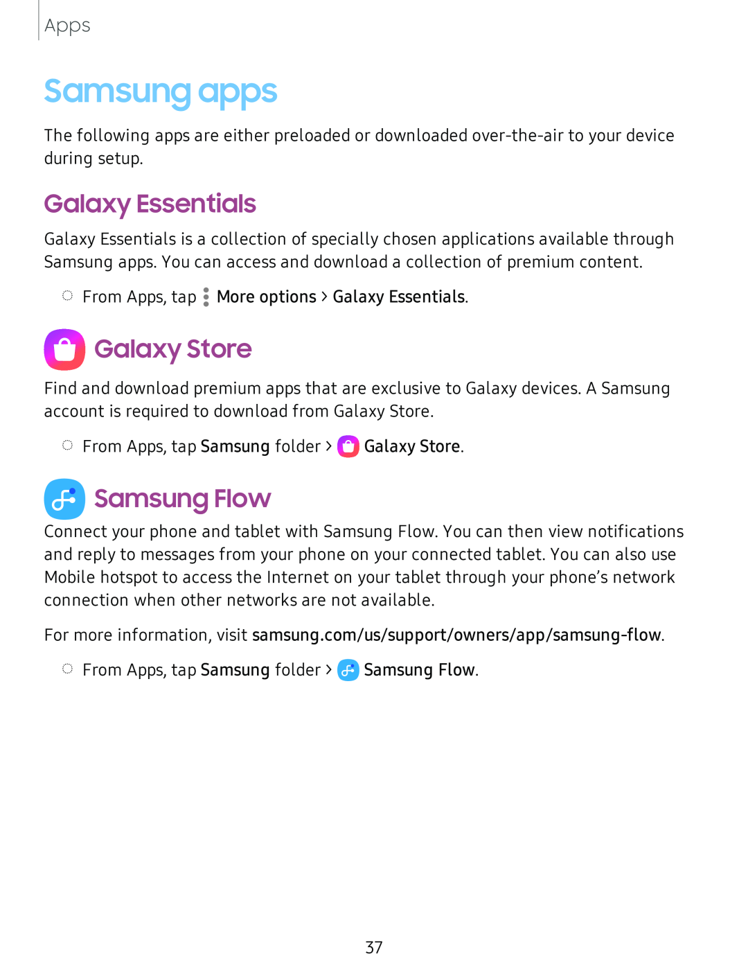 Samsung apps Galaxy Tab A 10.5 Verizon