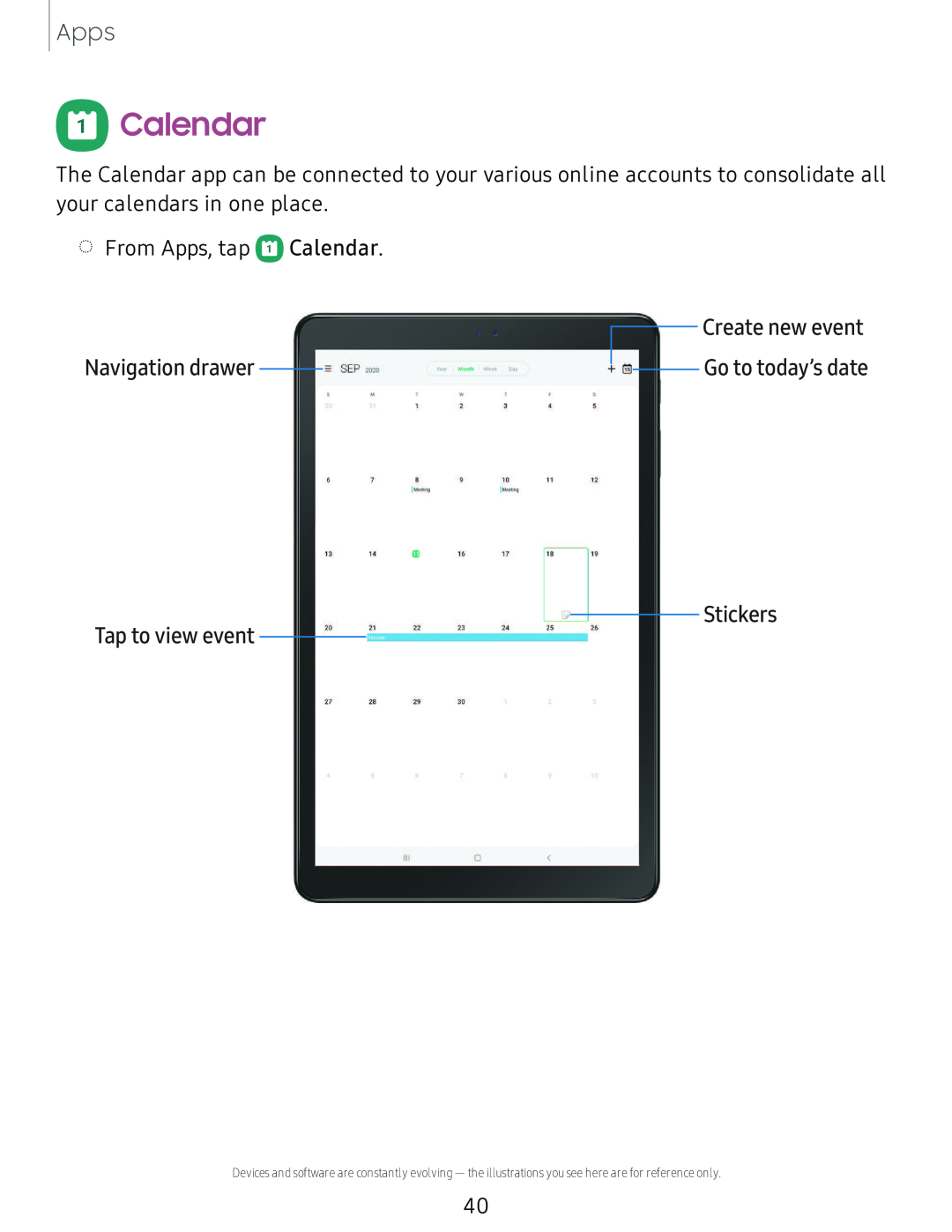 Calendar Galaxy Tab A 10.5 Verizon