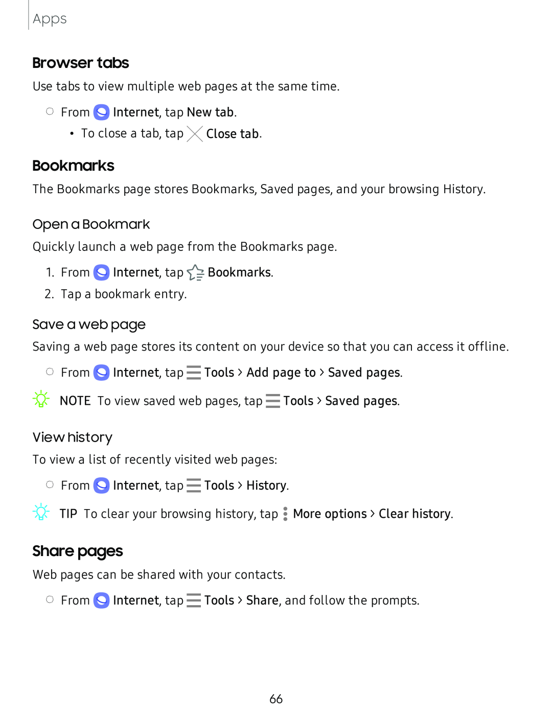 Browser tabs Bookmarks