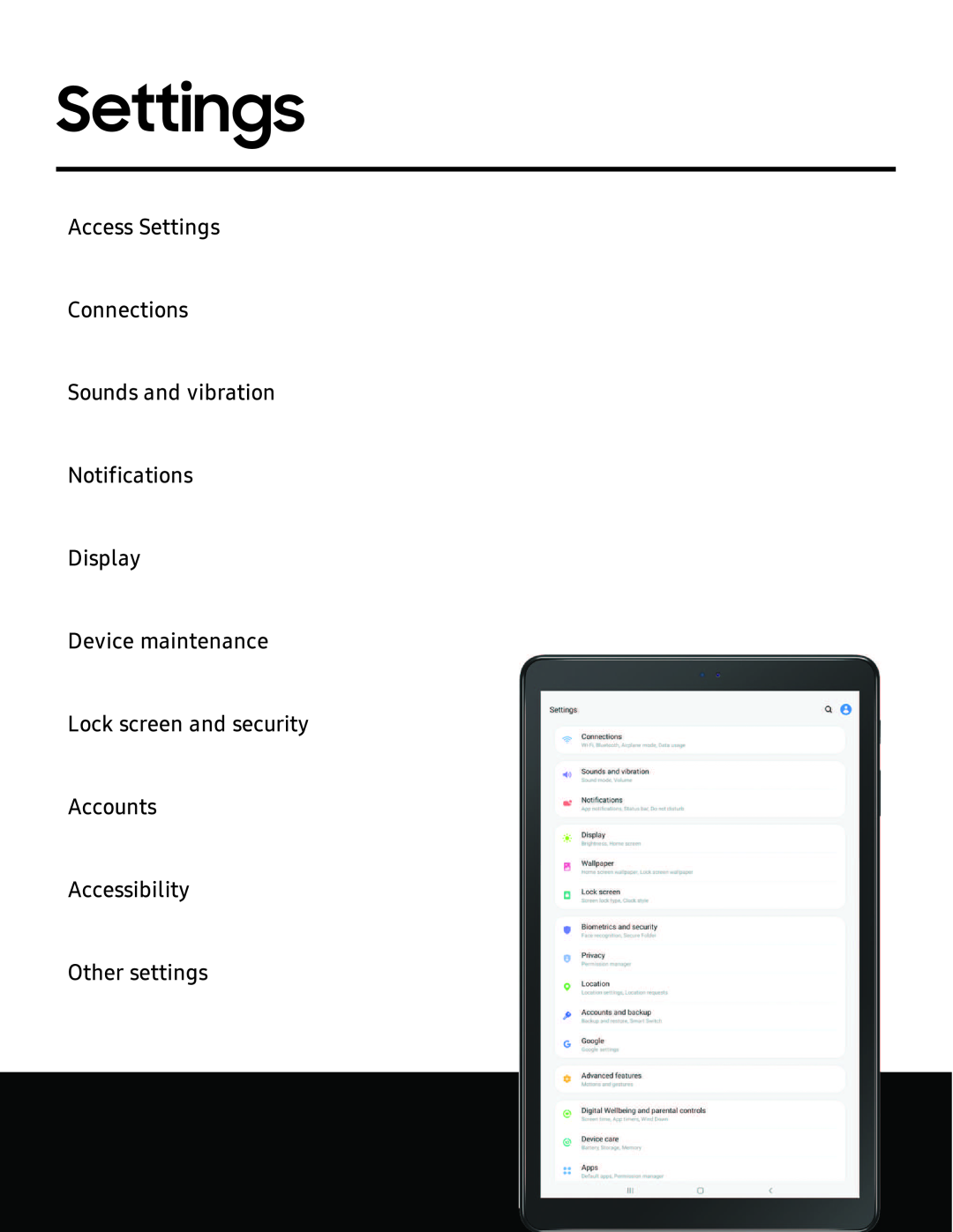 Settings Galaxy Tab A 10.5 Verizon