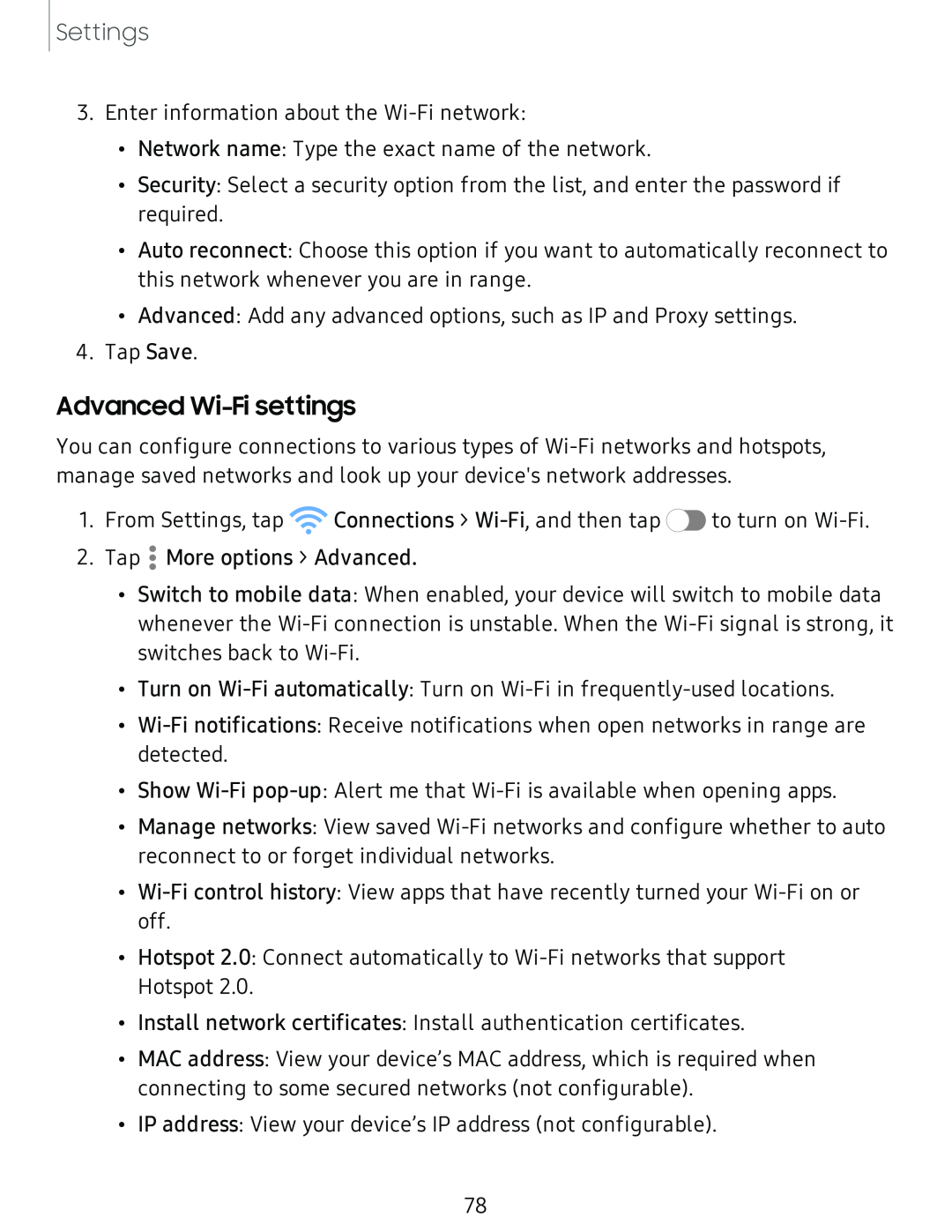 Advanced Wi-Fisettings