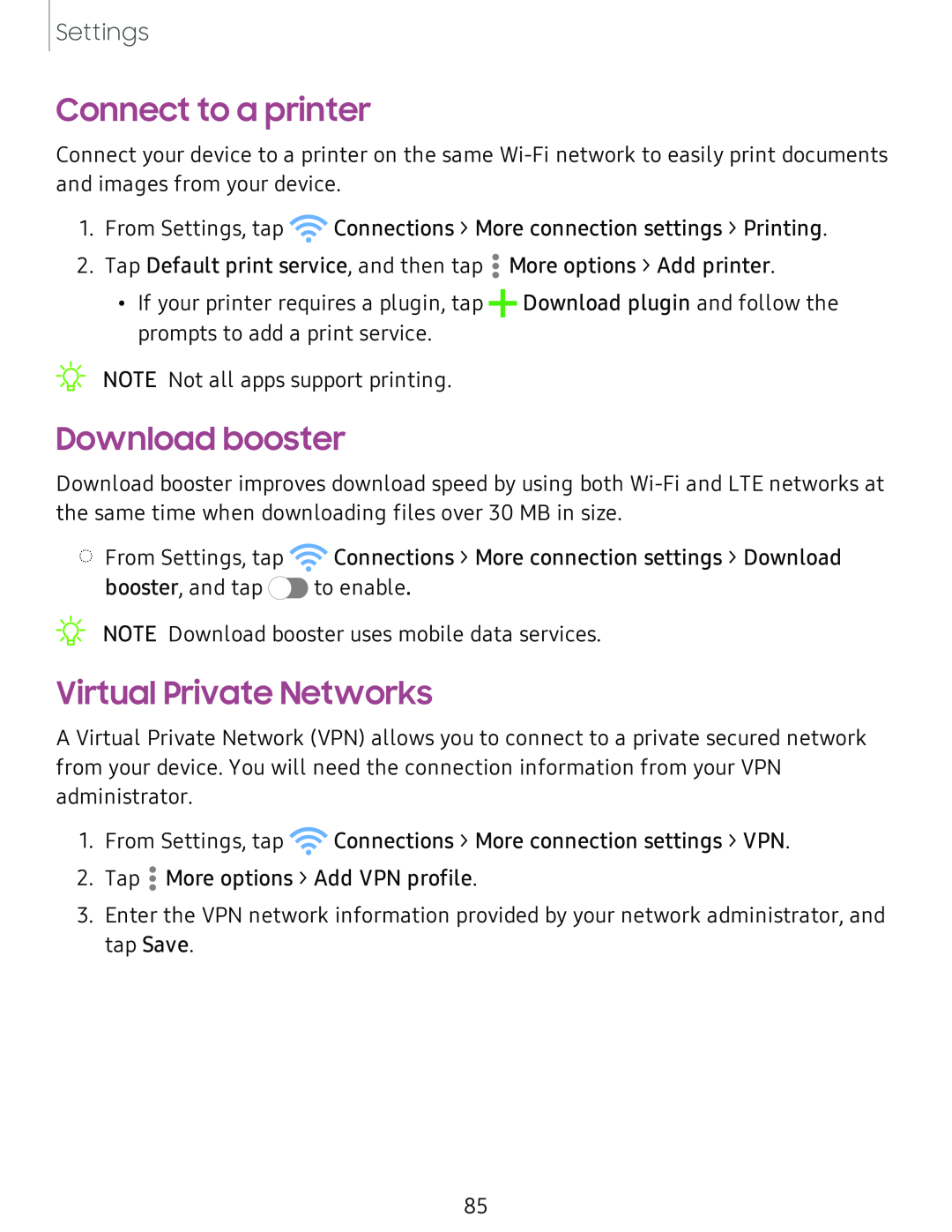 Connect to a printer Download booster