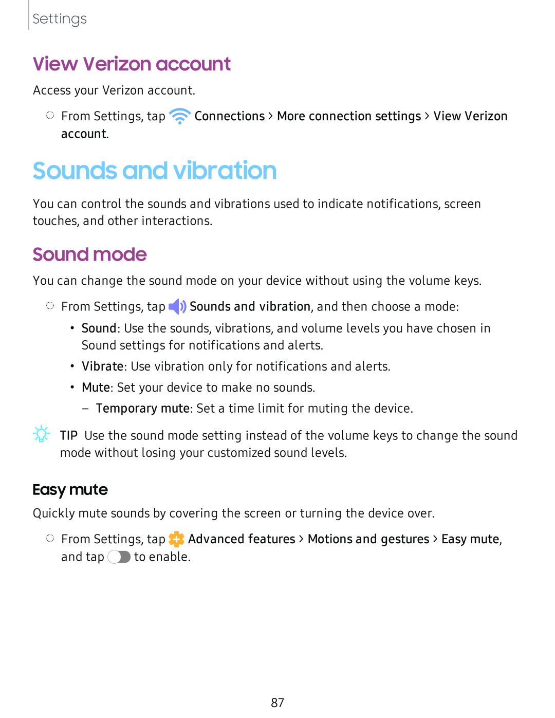 Easy mute View Verizon account