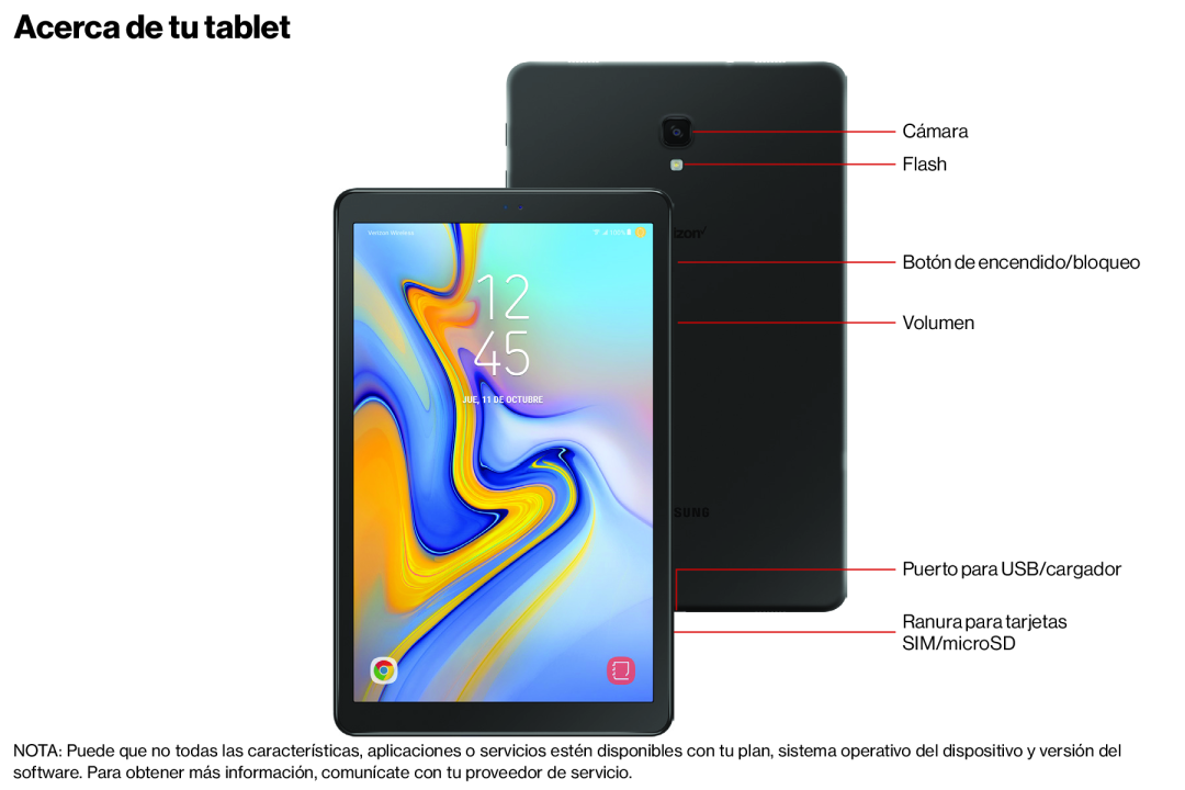 Acerca de tu tablet Galaxy Tab A 10.5 Verizon
