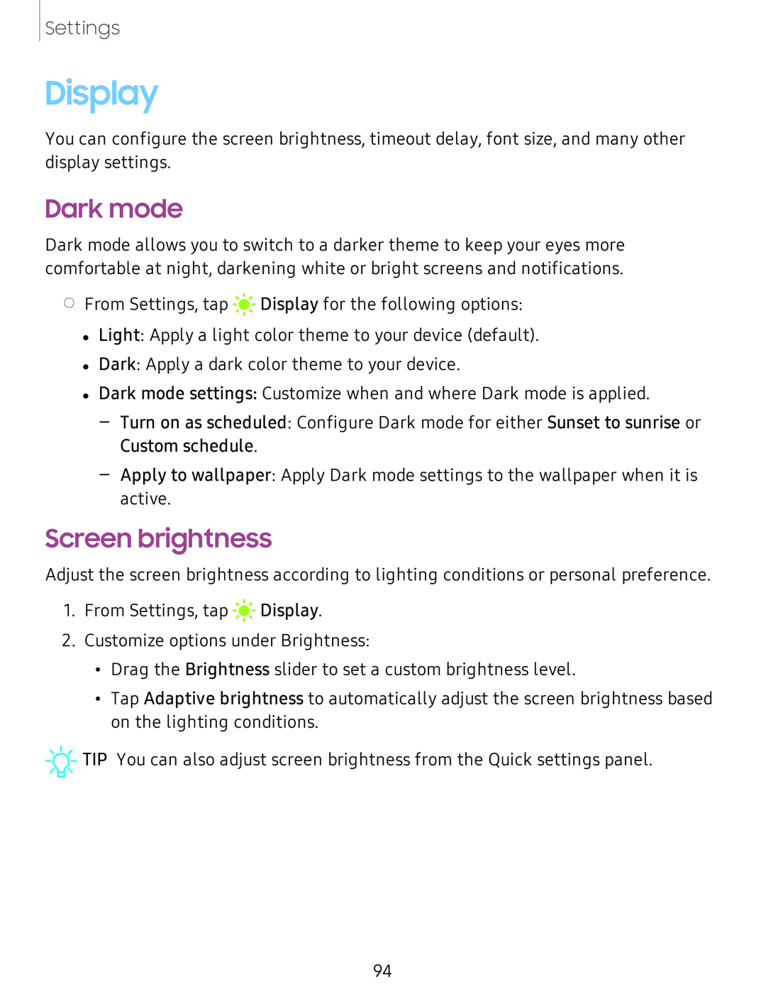 Screen brightness Galaxy Tab A 10.5 Sprint