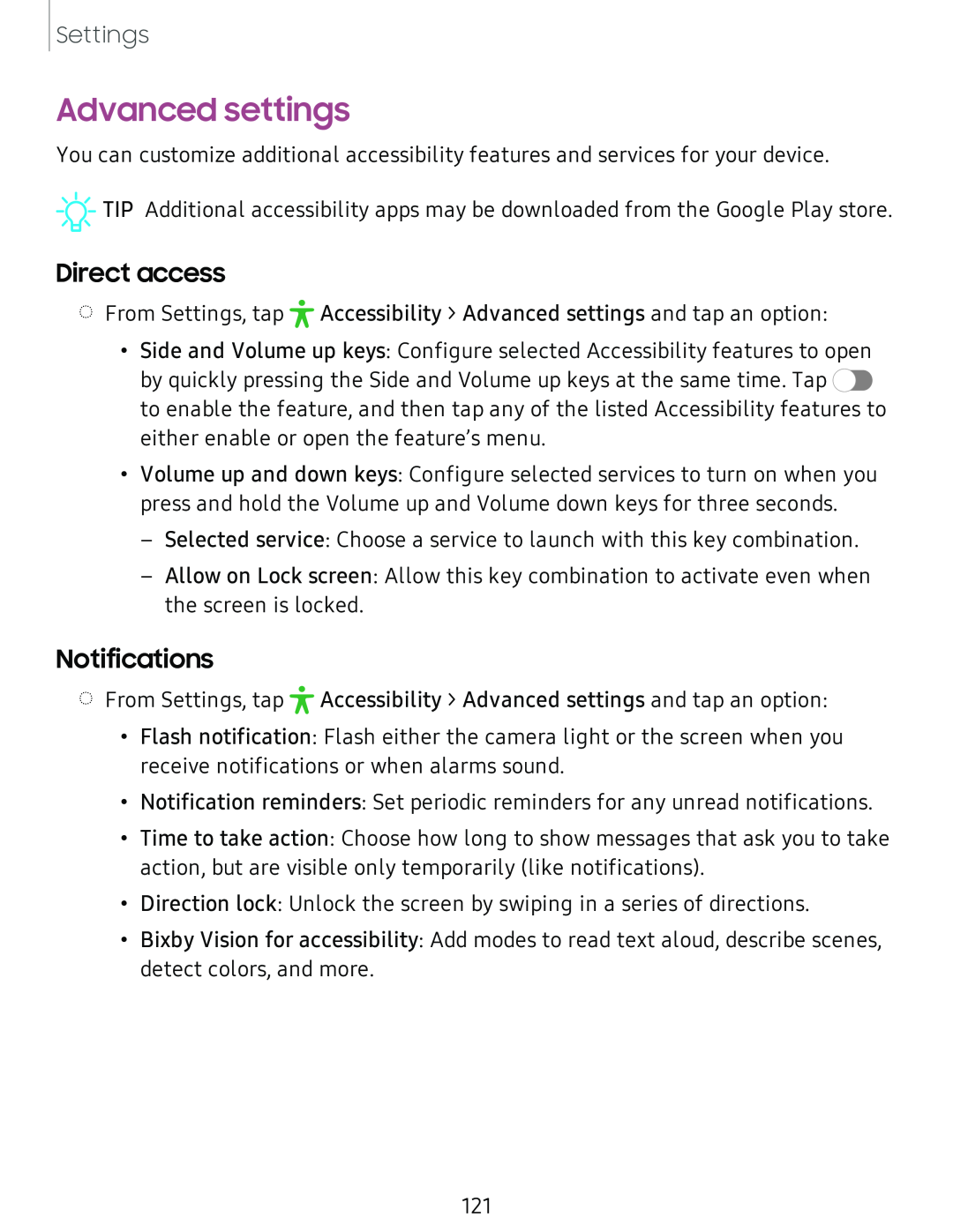 Advanced settings Galaxy Tab A 10.5 Sprint