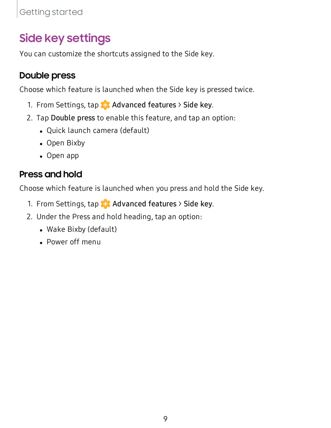 Side key settings Galaxy Tab A 10.5 Sprint