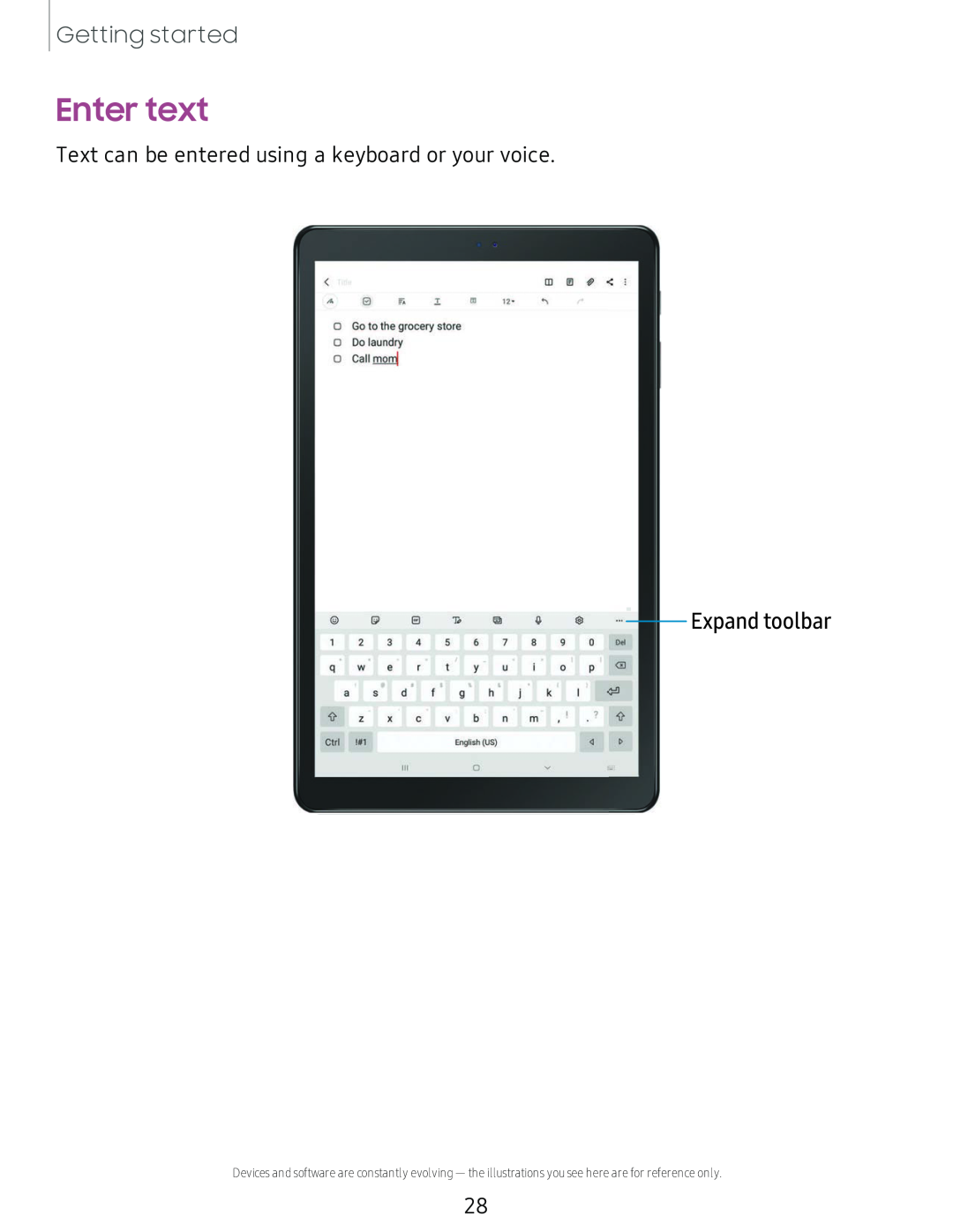 Expand toolbar Galaxy Tab A 10.5 Sprint