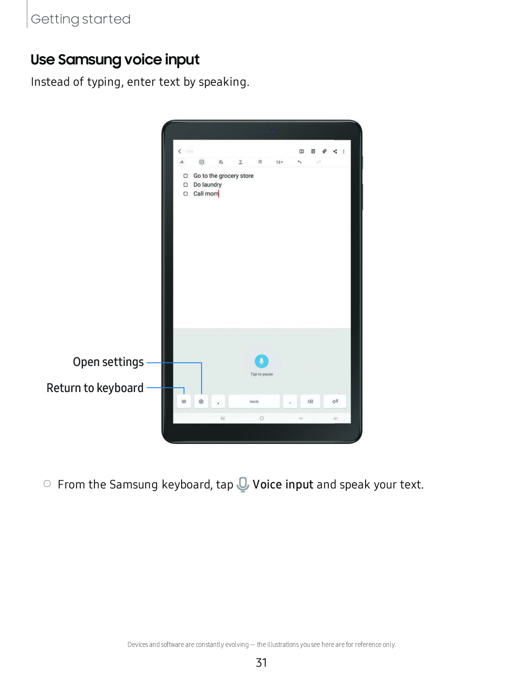 Open settings Use Samsung voice input