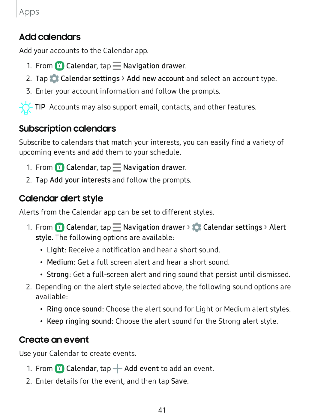 Create an event Galaxy Tab A 10.5 Sprint