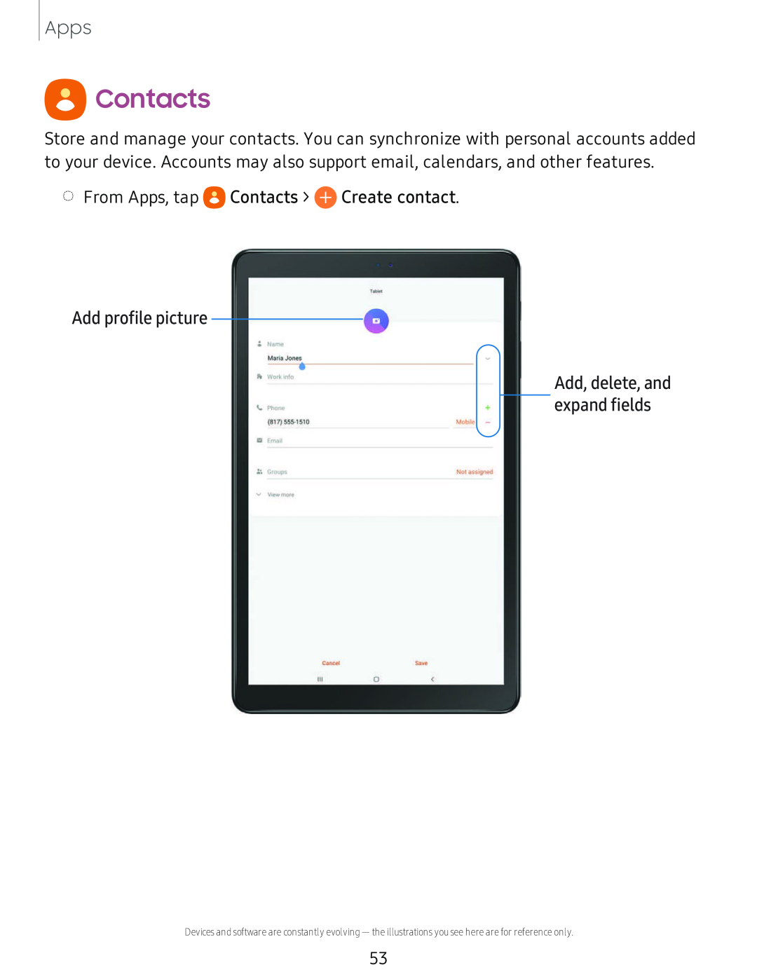 e Contacts Galaxy Tab A 10.5 Sprint