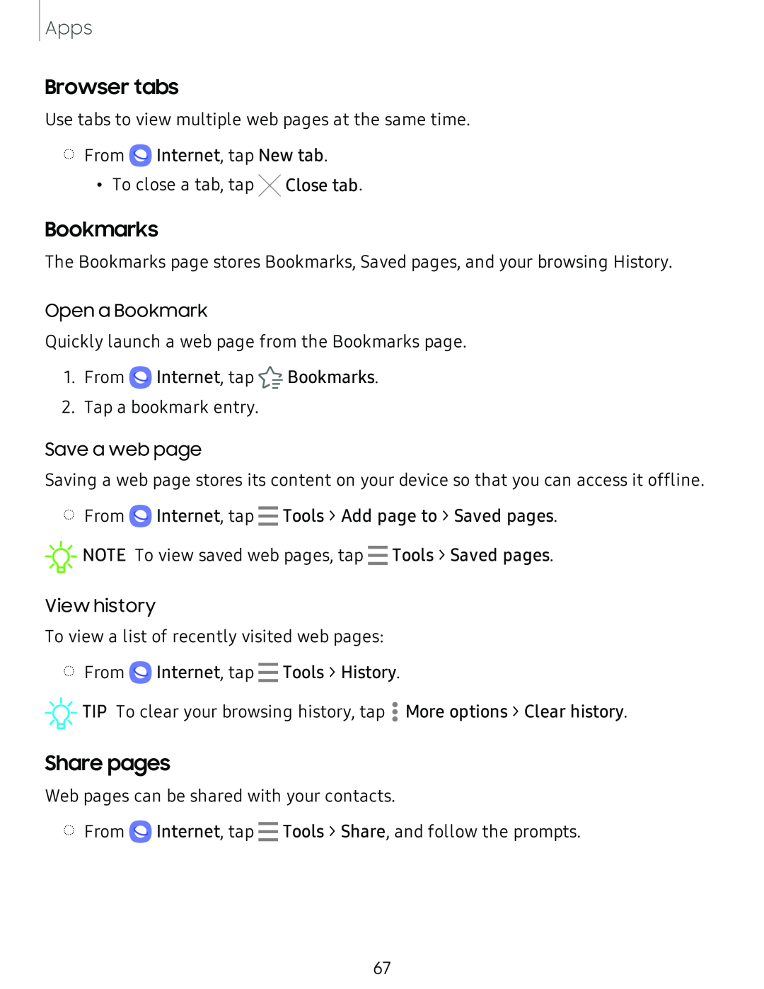 Browser tabs Galaxy Tab A 10.5 Sprint