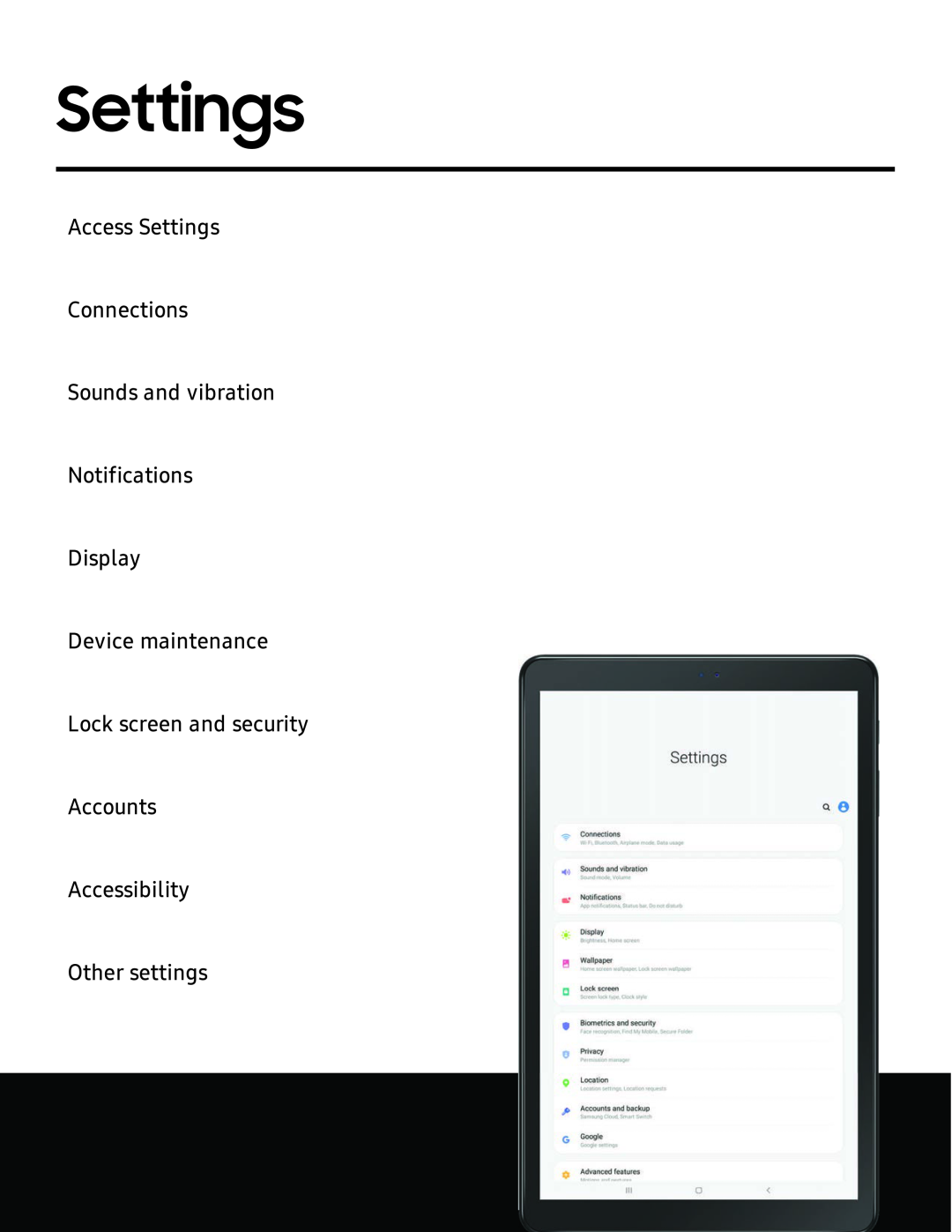 Settings Galaxy Tab A 10.5 Sprint