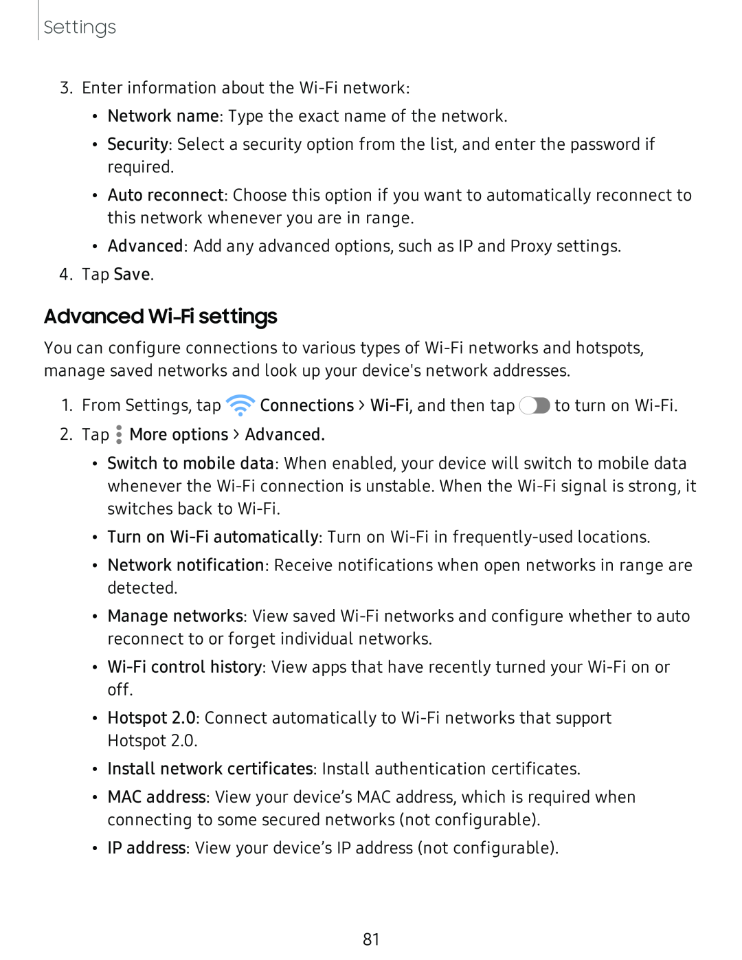 Advanced Wi-Fisettings