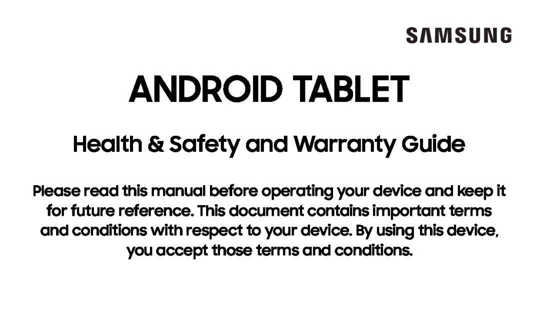 Health & Safety and Warranty Guide Galaxy Tab A 10.5 Wi-Fi