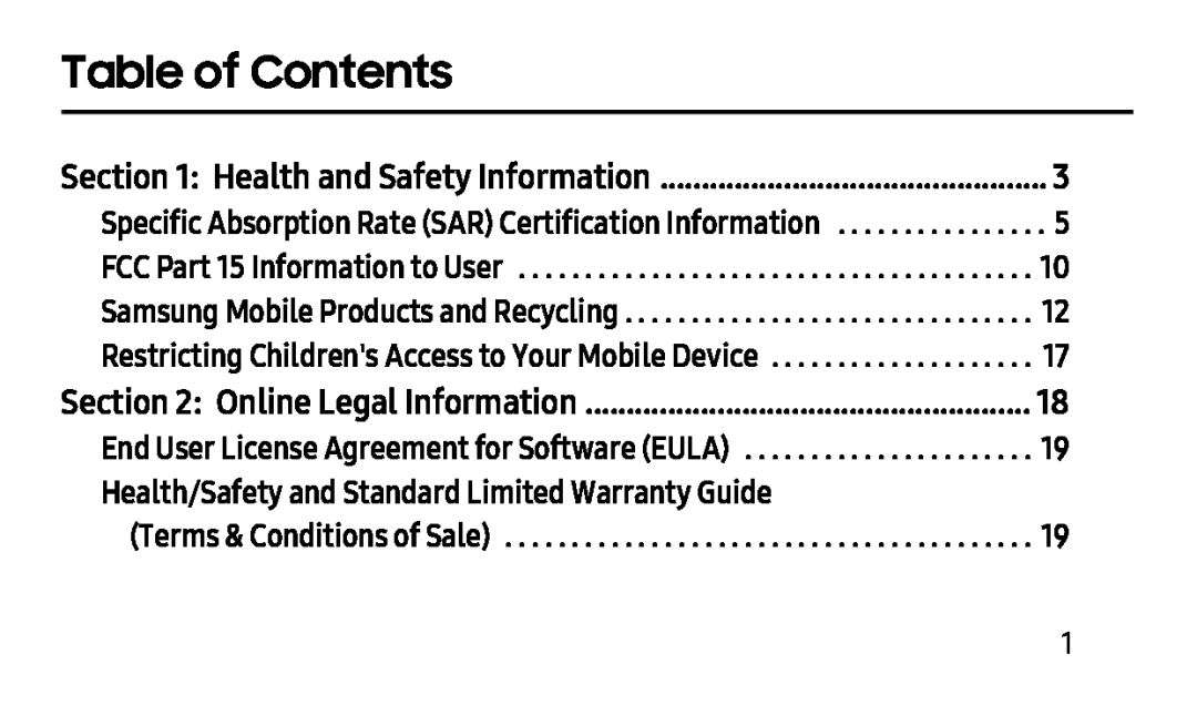 Table of Contents Galaxy Tab A 10.5 Wi-Fi