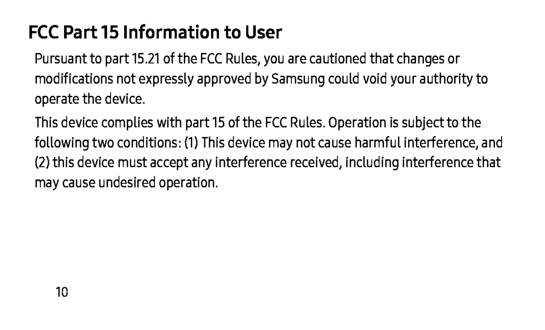 FCC Part 15 Information to User Galaxy Tab A 10.5 Wi-Fi