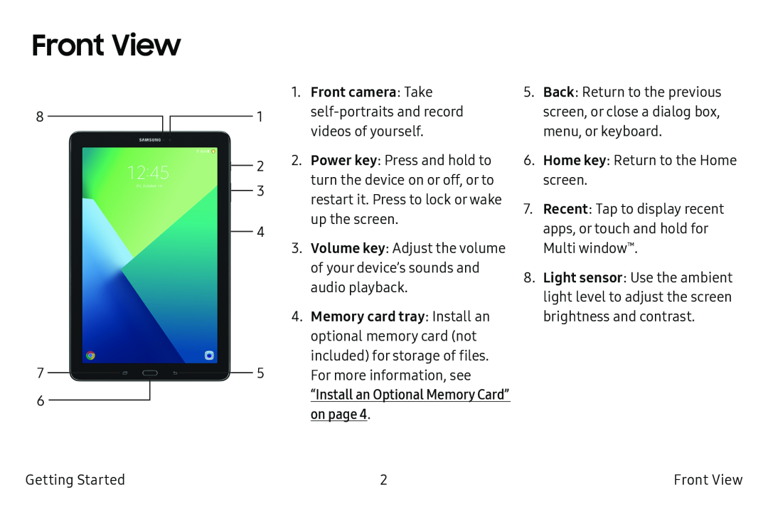 Front View Galaxy Tab A 10.5 Wi-Fi