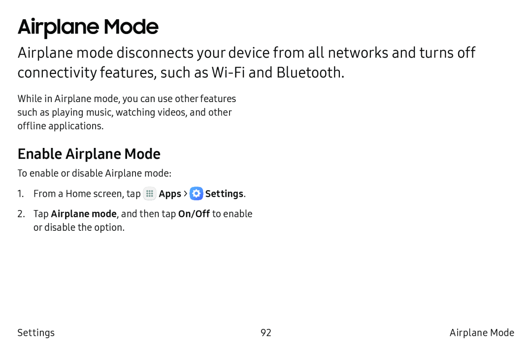 Enable Airplane Mode Galaxy Tab A 10.5 Wi-Fi