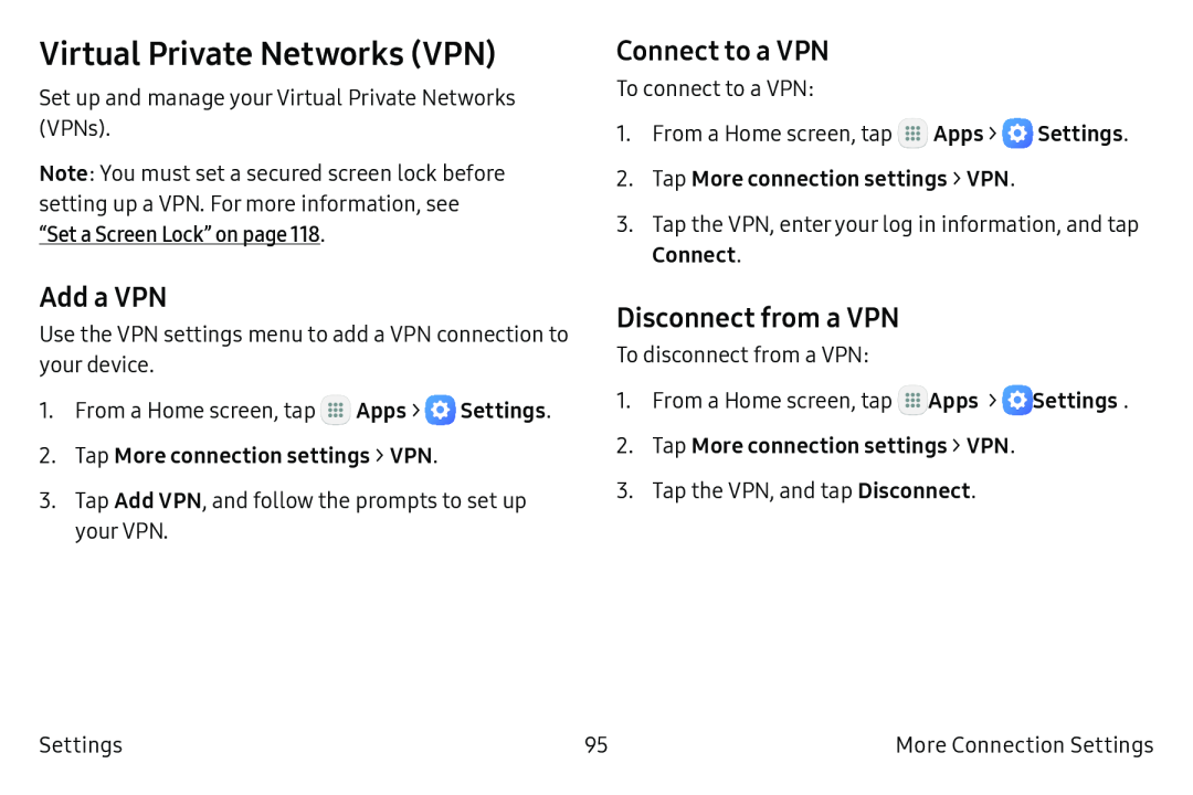 Virtual Private Networks (VPN) Galaxy Tab A 10.5 Wi-Fi