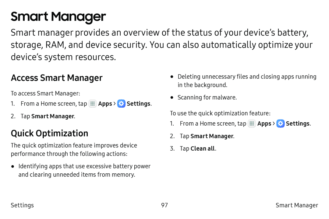 Access Smart Manager Galaxy Tab A 10.5 Wi-Fi