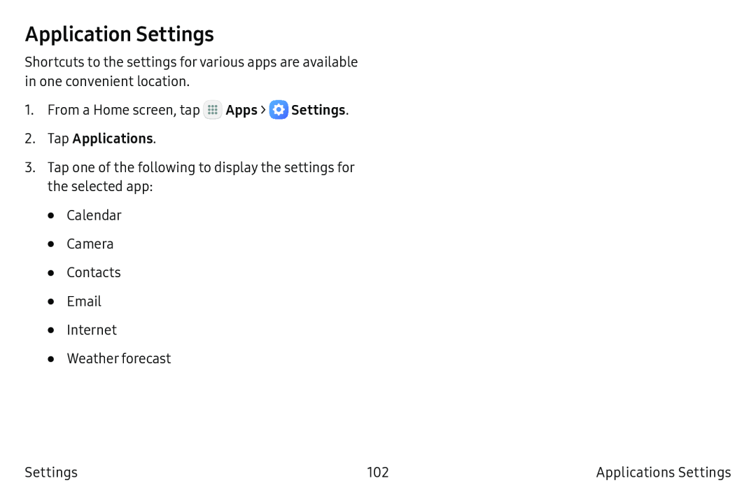 Application Settings Galaxy Tab A 10.5 Wi-Fi