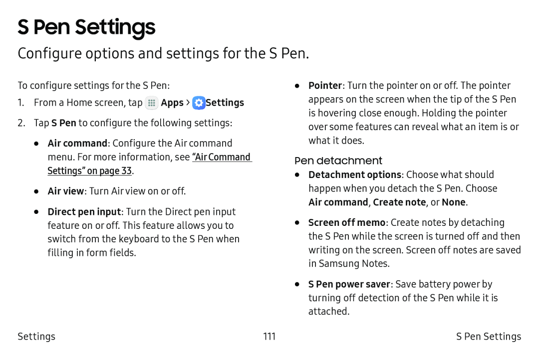 S Pen Settings Galaxy Tab A 10.5 Wi-Fi