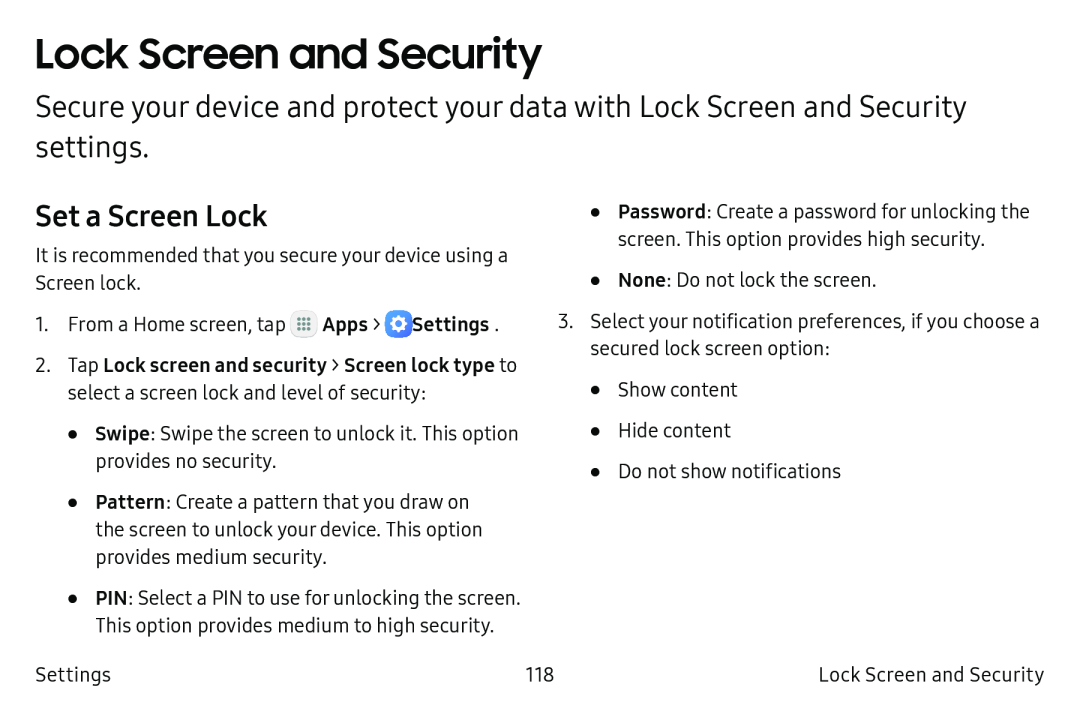 Set a Screen Lock Lock Screen and Security