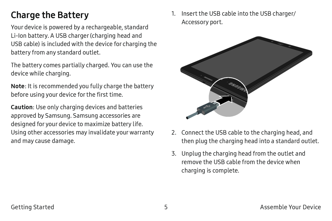 Charge the Battery Galaxy Tab A 10.5 Wi-Fi