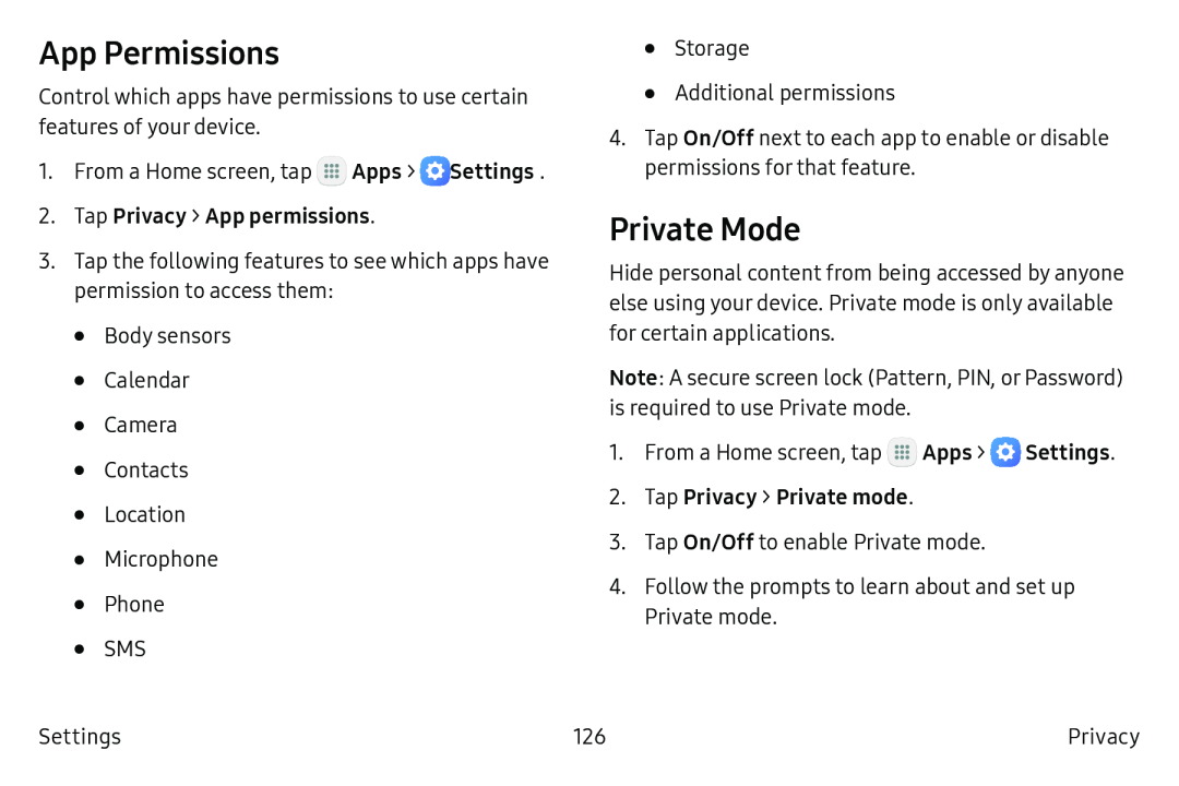 App Permissions Private Mode