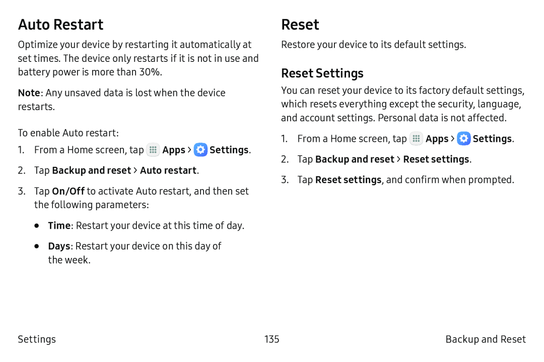 Reset Settings Galaxy Tab A 10.5 Wi-Fi