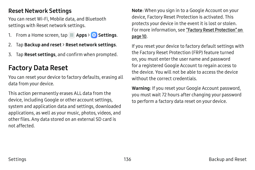 Reset Network Settings Galaxy Tab A 10.5 Wi-Fi