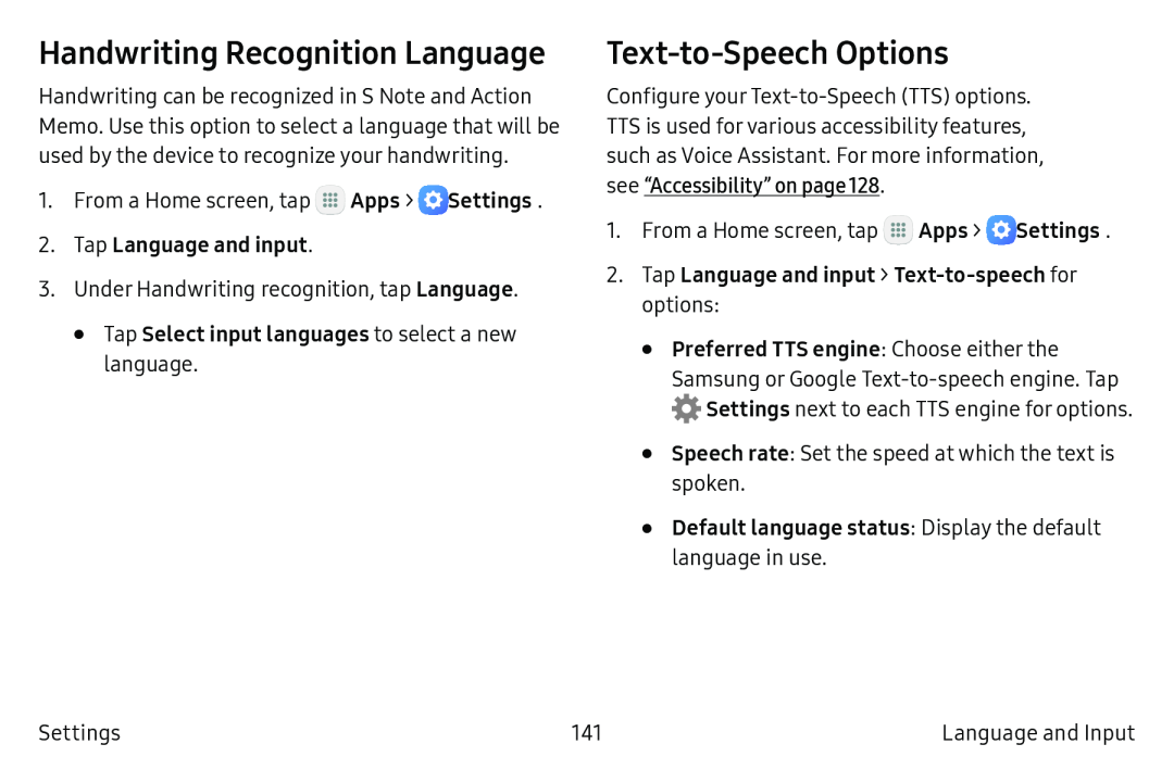 Text‑to‑Speech Options Galaxy Tab A 10.5 Wi-Fi