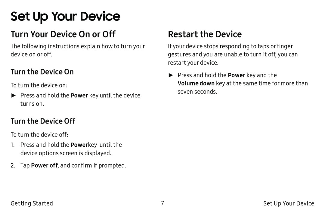 Turn the Device On Turn the Device Off