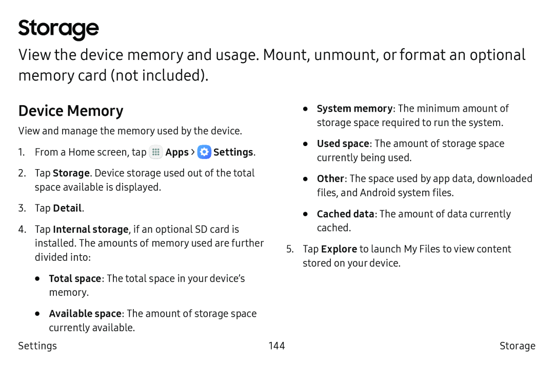 Device Memory Storage