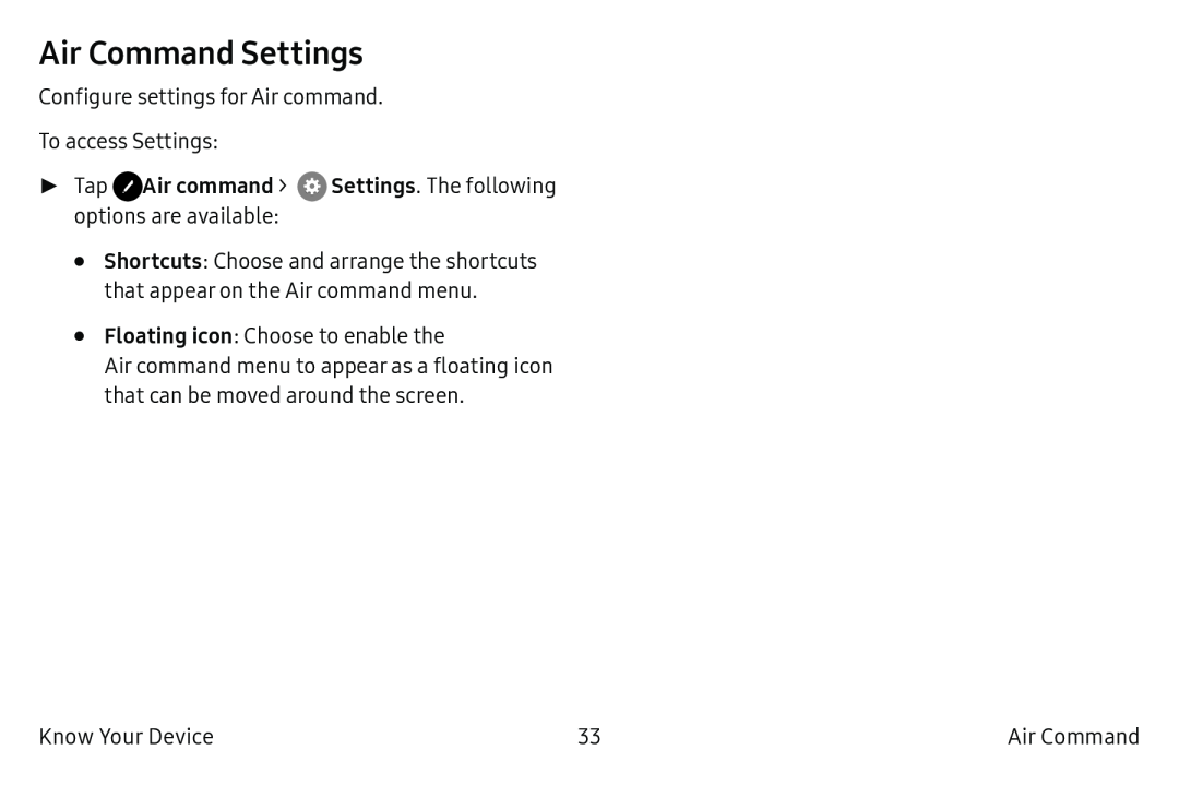 Air Command Settings