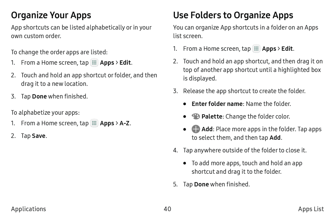 Organize Your Apps Galaxy Tab A 10.5 Wi-Fi