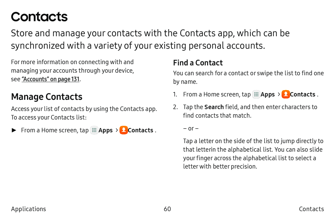 Find a Contact Manage Contacts