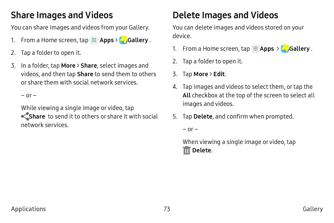 Delete Images and Videos Galaxy Tab A 10.5 Wi-Fi