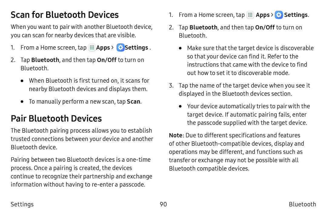 Scan for Bluetooth Devices Galaxy Tab A 10.5 Wi-Fi