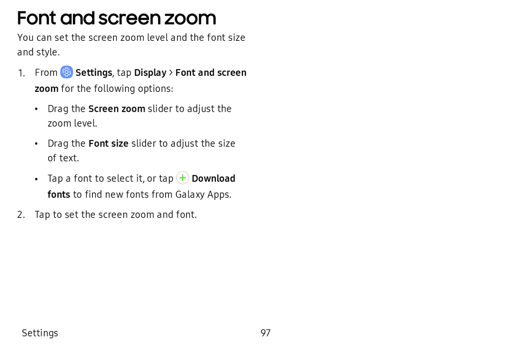 Font and screen zoom Galaxy Tab A 10.5 Wi-Fi