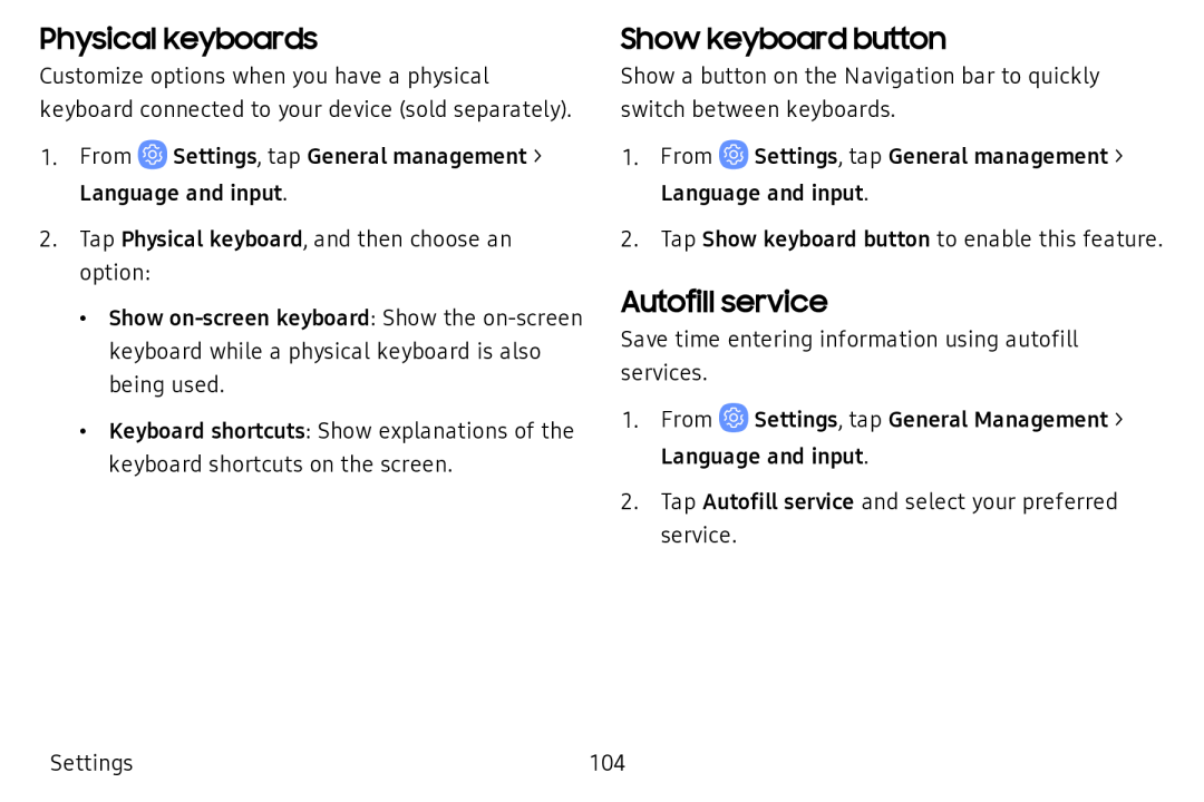 Physical keyboards Show keyboard button