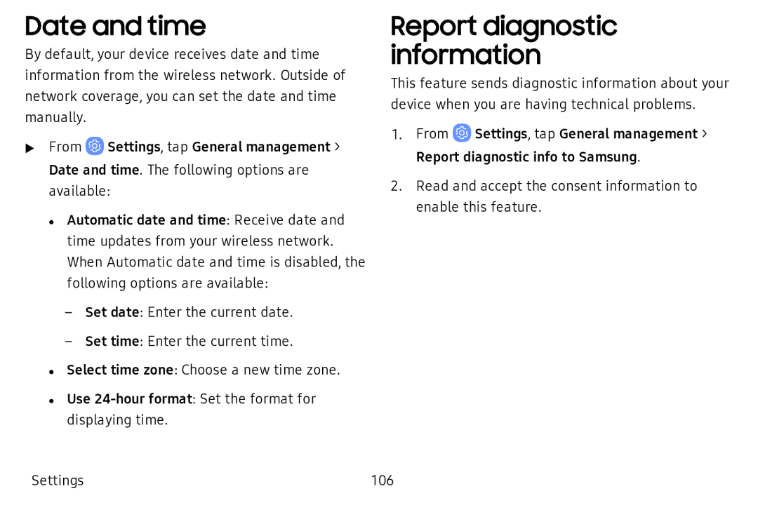 Date and time Report diagnostic information