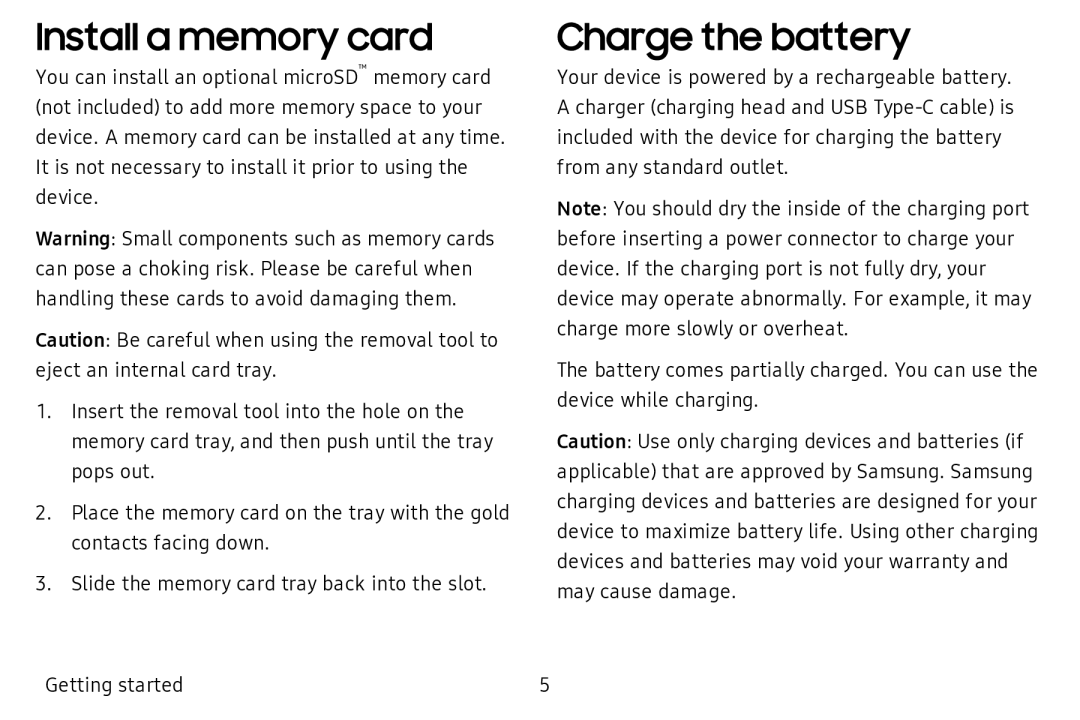 Install a memory card Charge the battery