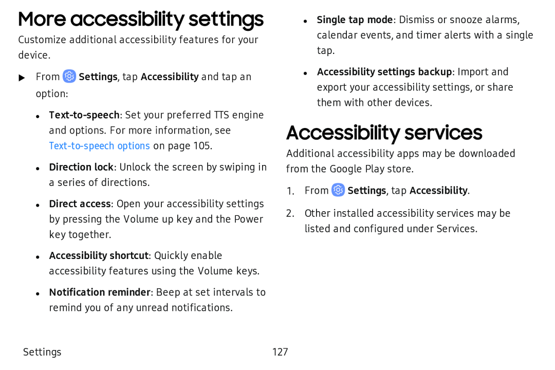 Accessibility services Galaxy Tab A 10.5 Wi-Fi