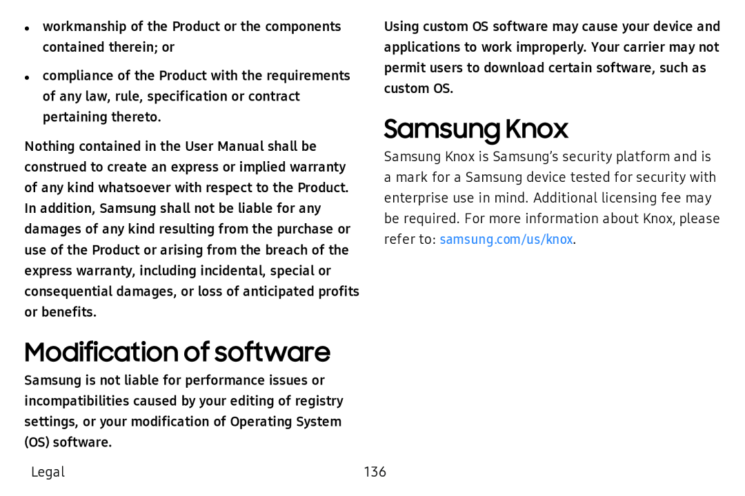 Samsung Knox Modification of software