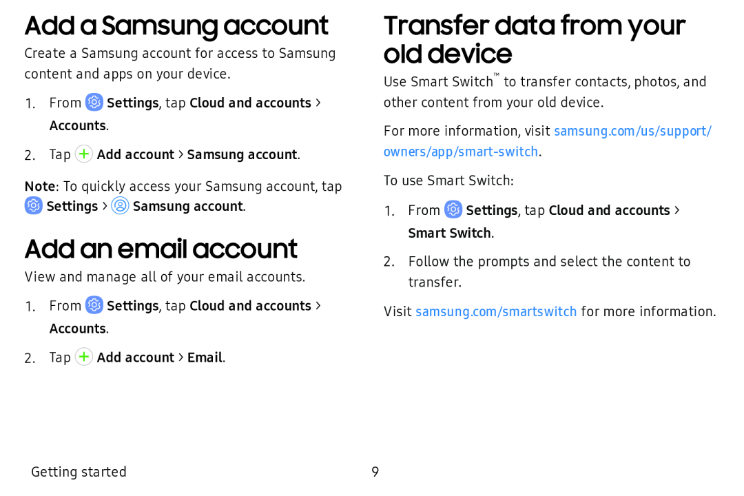 Add a Samsung account Add an email account